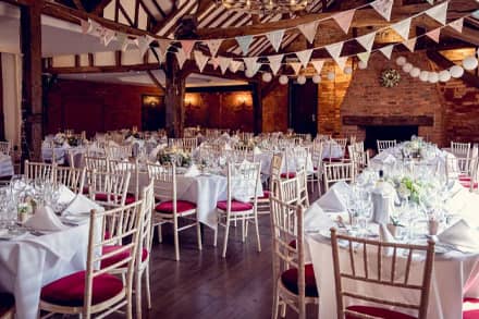 Rustic banqueting suite setup for a dinner at Cantley House