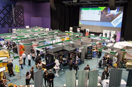 Exhibition setup in the auditorium at KingsGate Conference Centre