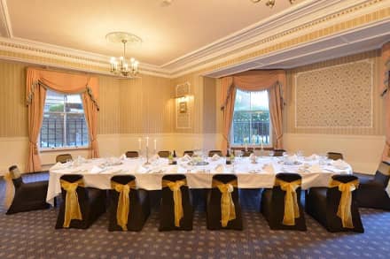 Private dining room setup for a dinner at a Crowne Plaza hotel