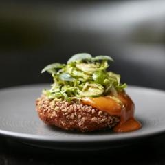 Fishcake with sprout slaw Photo